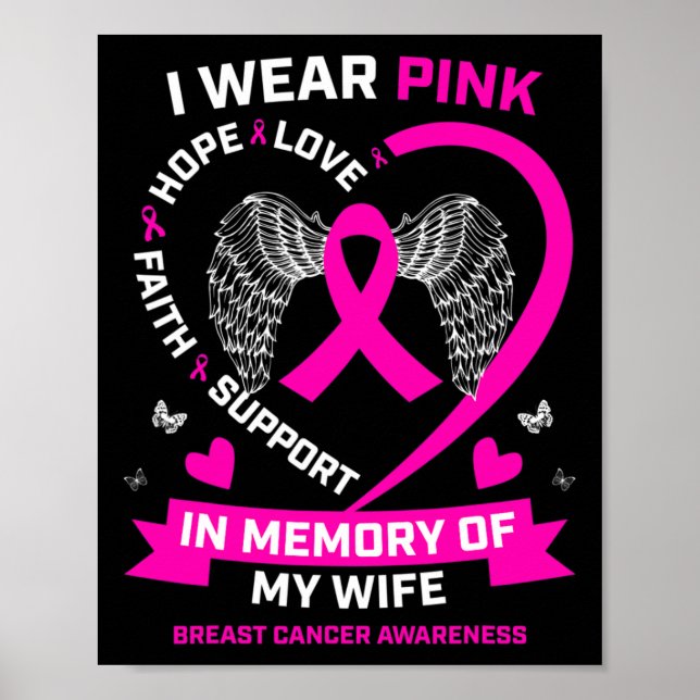 Affiche Je Porte Du Rose En Mémoire De Ma Femme Cancer Du  (Devant)