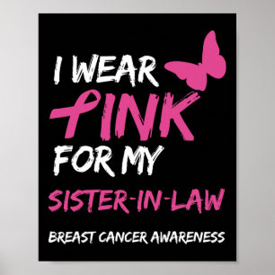 Affiche Je Porte Du Rose Pour Ma belle-soeur Cancer Du Sei