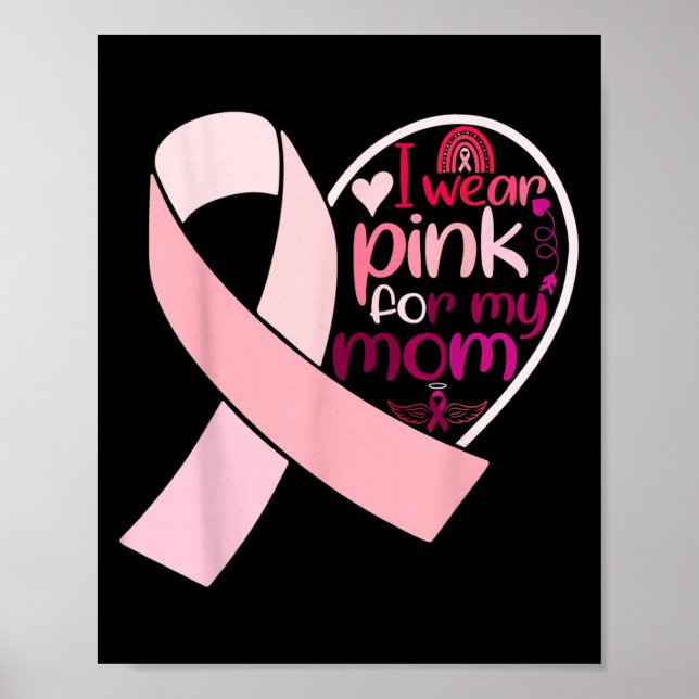 Affiche Je Porte Du Rose Pour Ma Mère Sensibilisation Au C (Devant)