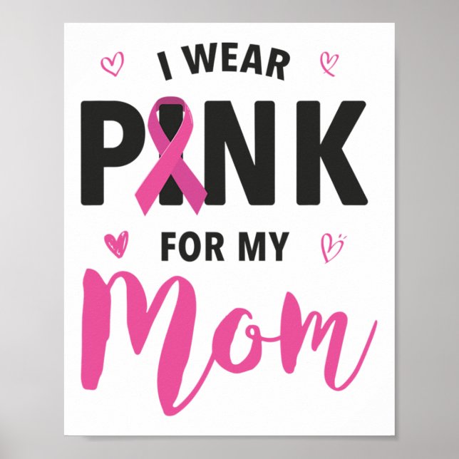 Affiche Je Porte Du Rose Pour Ma Mère Sensibilisation Au C (Devant)