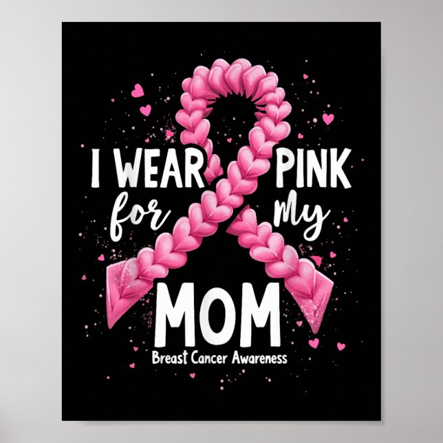 Affiche Je Porte Du Rose Pour Ma Mère Sensibilisation Au C (Devant)