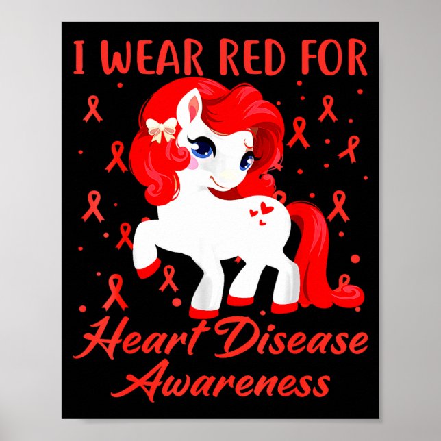 Affiche Je porte du rouge pour le ruban de sensibilisation (Devant)