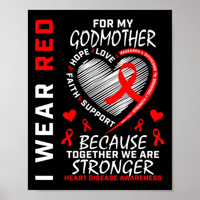 Affiche Je Porte Du Rouge Pour Mes Défenseurs Des Maladies (Devant)
