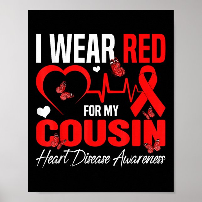 Affiche Je Porte Du Rouge Pour Mon Cousin Heart Disease Aw (Devant)