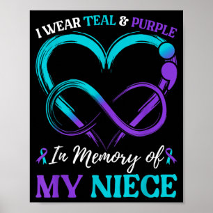 Affiche Je porte du sarcelle violet en mémoire de ma nièce