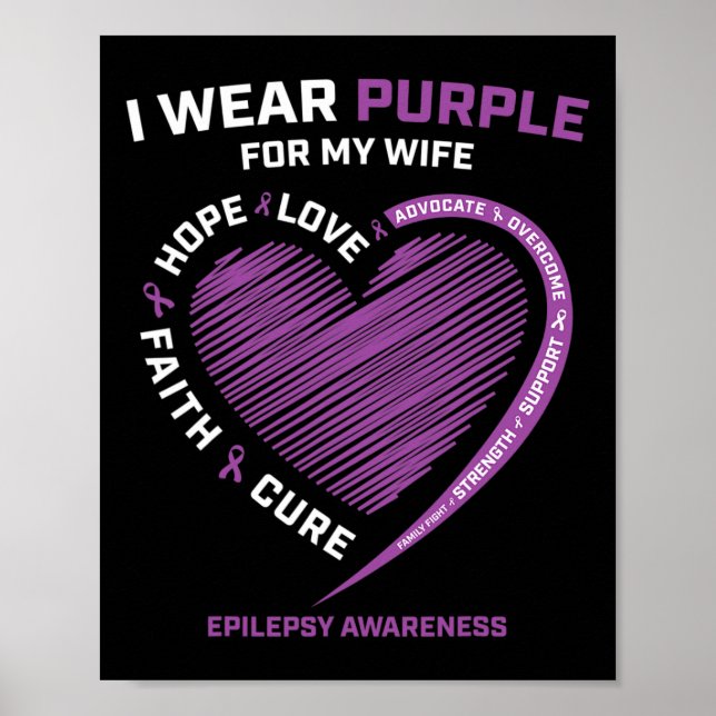 Affiche Je Porte Du Violet Pour Ma Femme Epilepsie Sensibi (Devant)