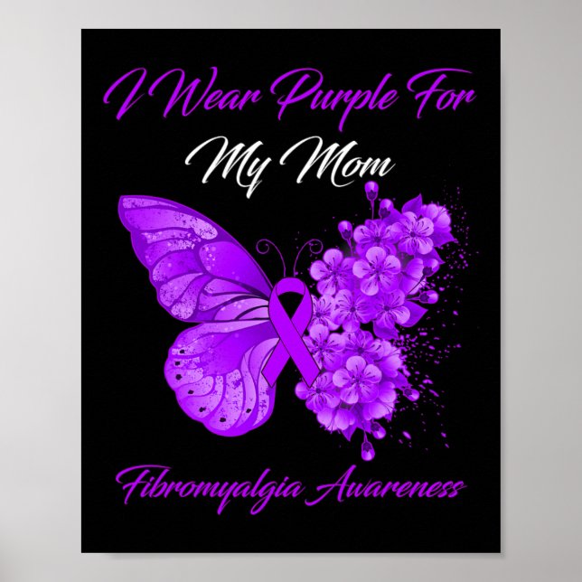 Affiche Je Porte Du Violet Pour Ma Mère Fibromyalgia Warri (Devant)