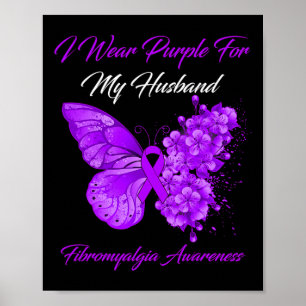 Affiche Je Porte Du Violet Pour Mon Mari Fibromyalgie Guer