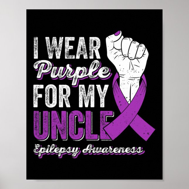 Affiche Je Porte Du Violet Pour Mon Oncle Ribbon Epilepsy (Devant)