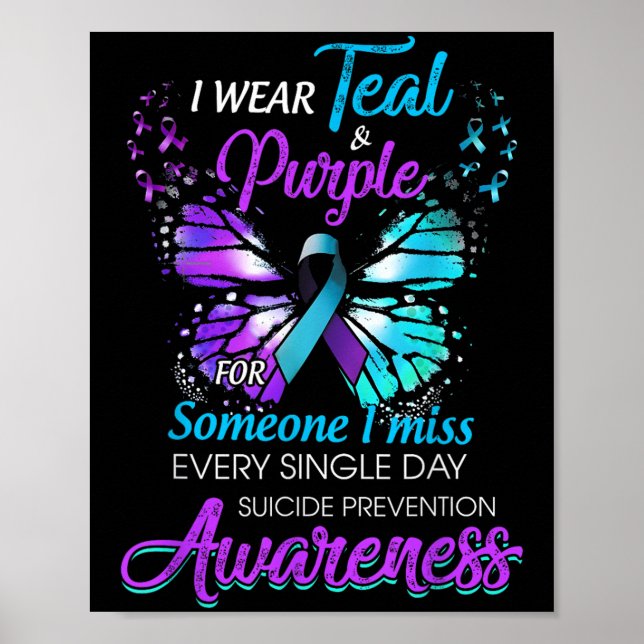 Affiche Je Porte le &amp Turquoise; Purple Suicide Prevent (Devant)