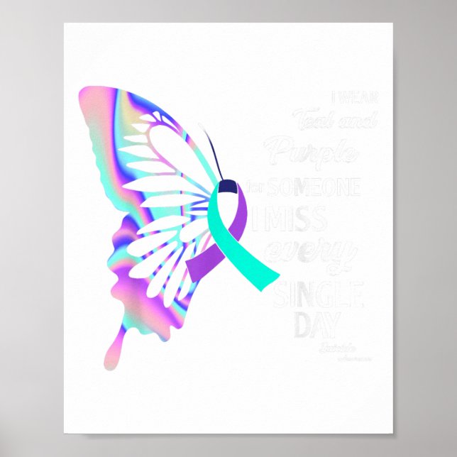 Affiche Je Porte le &amp Turquoise; Purple Suicide Prevent (Devant)