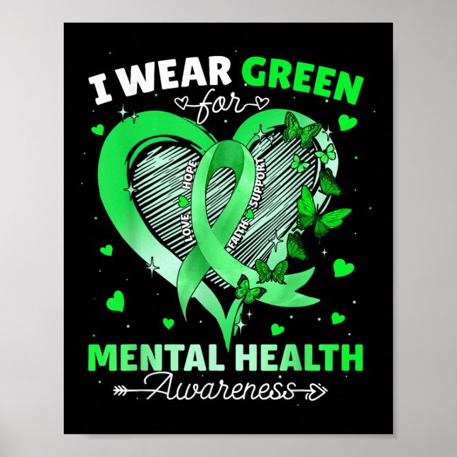 Affiche Je Porte Le Papillon Vert Pour La Sensibilisation  (Devant)