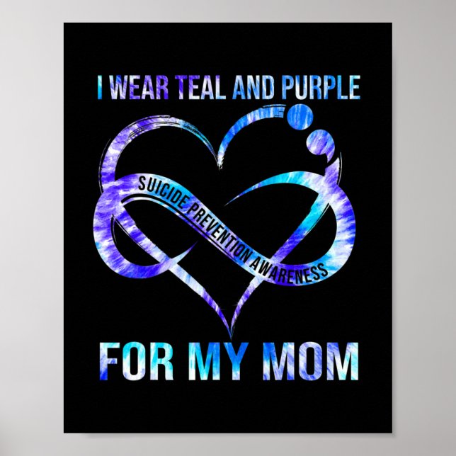 Affiche Je Porte Le Purple Turquoise Pour Maman Prévention (Devant)