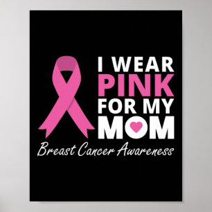 Affiche Je Porte Le Rose Pour Ma Mère Ruban Famille Amour
