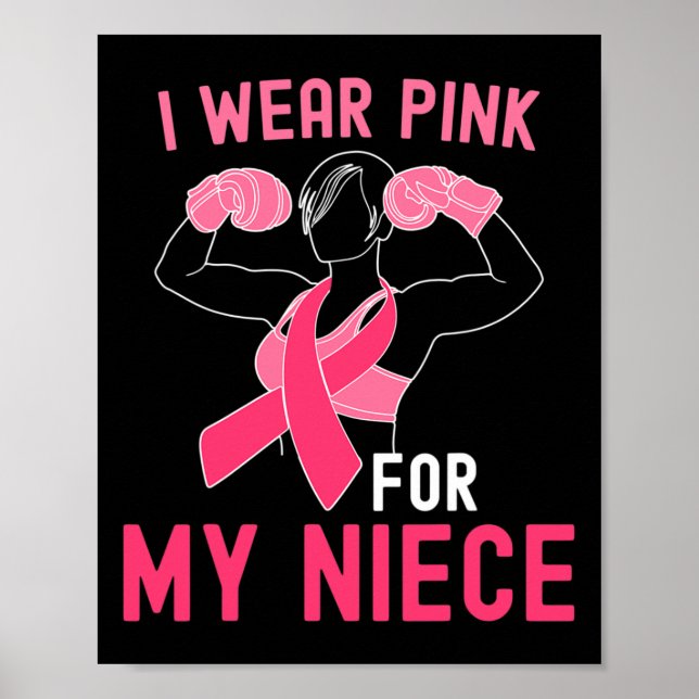 Affiche Je Porte Le Rose Pour Ma Nièce - Soutien Cancer Du (Devant)