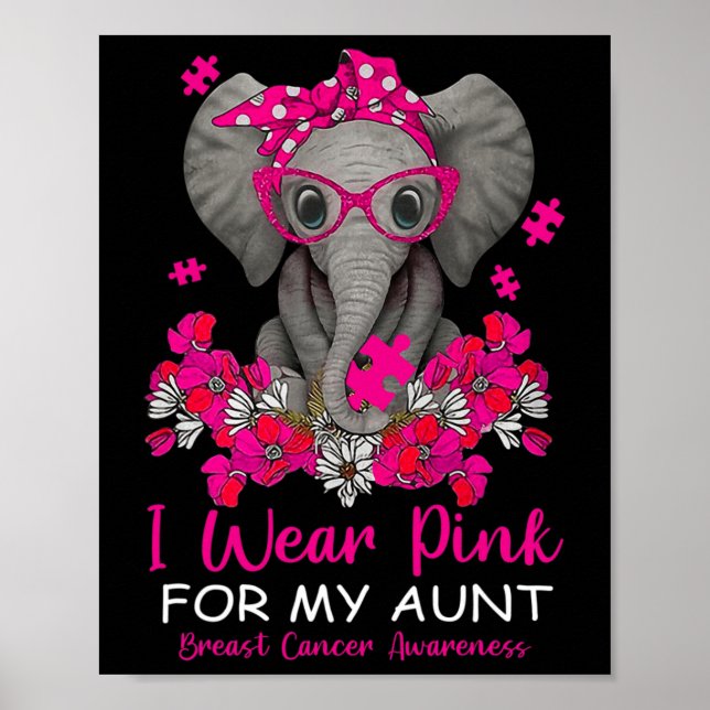 Affiche Je Porte Le Rose Pour Ma Tante Elephant Cancer Du  (Devant)