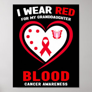 Affiche Je Porte Le Rouge Pour Ma Petite-Fille, Le Cancer 