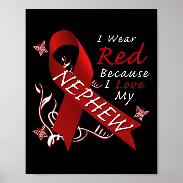 Affiche Je porte le ruban rouge Maladie cardiaque (Devant)