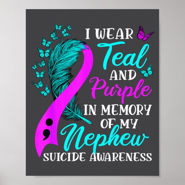 Affiche Je porte le sarcelle violet en mémoire du suicide  (Devant)