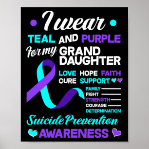 Affiche Je Porte Le Suicide Turquoise Et Violet Pour Ma Gr