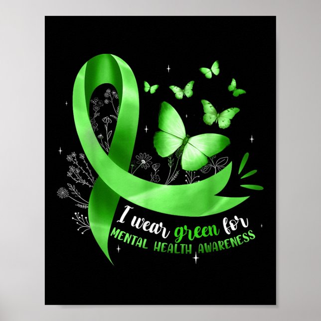 Affiche Je Porte Le Vert Pour Le Mois De Sensibilisation À (Devant)