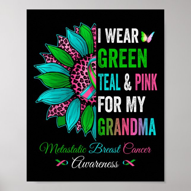 Affiche Je Porte Le Vert Pour Ma Grand-Mère Metastatis Bre (Devant)