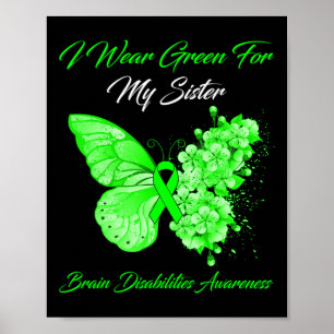 Affiche Je Porte Le Vert Pour Ma Soeur Handicap Cerveau À