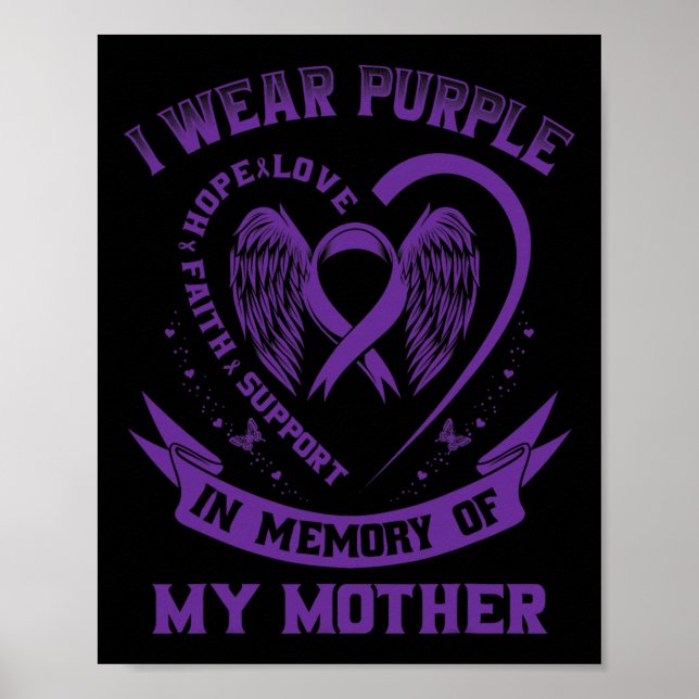 Affiche Je Porte Le Violet En Mémoire De Ma Mère Maman Épi (Devant)