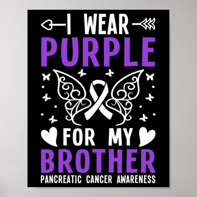 Affiche Je Porte Le Violet Pour Mon Frère Cancer Pancréati (Devant)