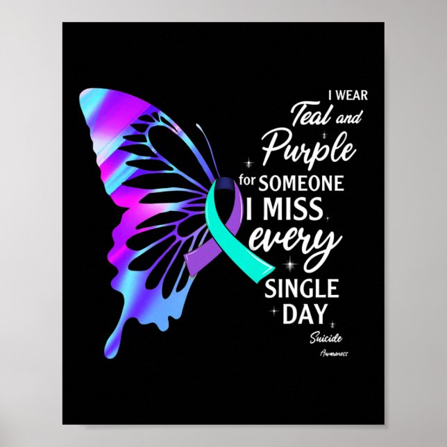Affiche Je Porte Le Violet Turquoise Pour La Prévention Mé (Devant)