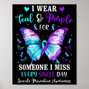 Affiche Je Porte Le Violet Turquoise Pour Quelqu'Un Préven