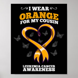 Affiche Je Porte Orange Cousin Leucémie Cancer Sensibilisa