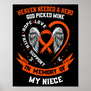 Affiche Je porte Orange en mémoire de ma nièce Leukemia Aw