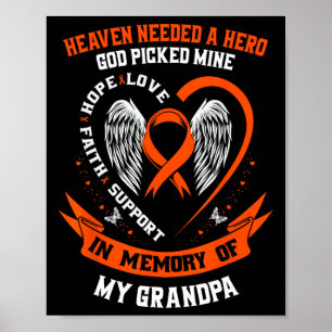 Affiche Je Porte Orange En Mémoire De Mon Grand-Père Leuke