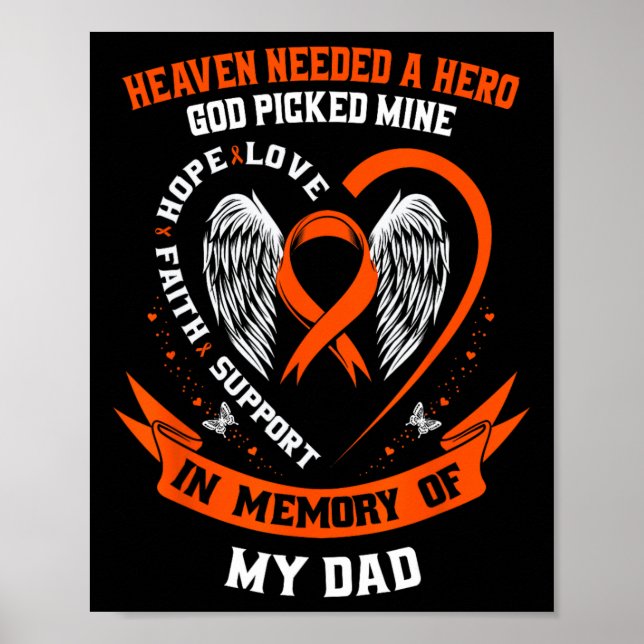 Affiche Je porte Orange en mémoire de mon père Leukemia (Devant)
