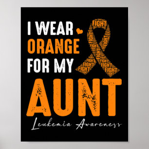 Affiche Je Porte Orange Pour Ma Tante Leucémie Cancer Corr