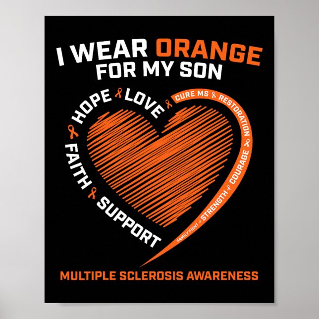 Affiche Je Porte Orange Pour Mon Fils Sclérose En Plaques (Devant)