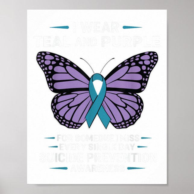Affiche Je Porte Suicide Turquoise Et Violet Sensibilisati (Devant)