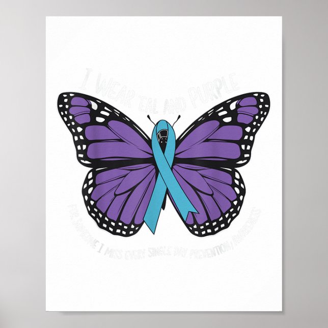 Affiche Je Porte Suicide Turquoise Et Violet Sensibilisati (Devant)