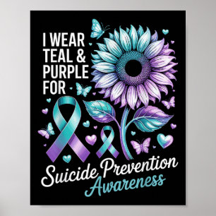 Affiche Je Porte Turquoise & Purple Pour La Prévention