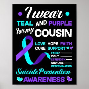 Affiche Je Porte Turquoise &amp; Purple Pour Mon Cousin Su
