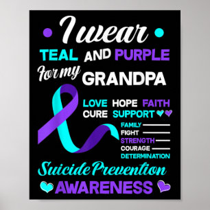 Affiche Je Porte Turquoise & Purple Pour Mon Grand-Pèr