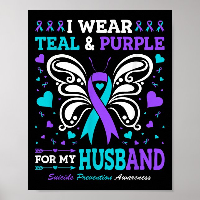 Affiche Je Porte Turquoise &amp; Purple Pour Mon Mari (Devant)