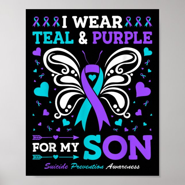 Affiche Je Porte Turquoise &amp; Violet Pour Mon Fils (Devant)
