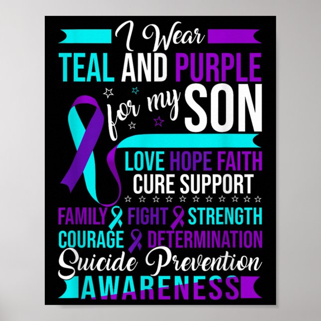 Affiche Je Porte Turquoise &amp; Violet Pour Mon Fils Suic (Devant)