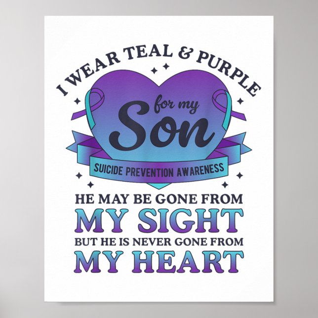 Affiche Je Porte Turquoise &amp; Violet Pour Mon Fils Suic (Devant)