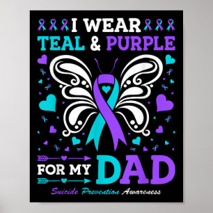 Affiche Je Porte Turquoise & ; Violet Pour Mon Père