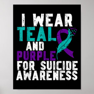 Affiche Je Porte Turquoise Et Violet Pour La Prévention Du