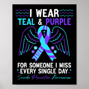 Affiche Je Porte Turquoise Et Violet Pour La Prévention Du