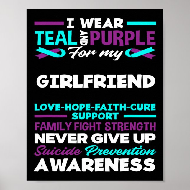 Affiche Je Porte Turquoise Et Violet Pour Ma Fille Suicide (Devant)